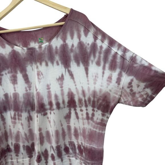 Green Tea X-Large Top Tie Die Short Sleeve Dolman Oversized Fit Pullover Womens - Picture 11 of 13